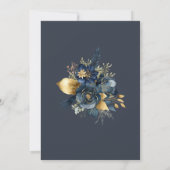 Watercolor Midnight Blue Gold Floral Wedding Einladung (Rückseite)