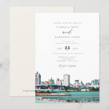 Watercolor Milwaukee Wisconsin Skyline Wedding