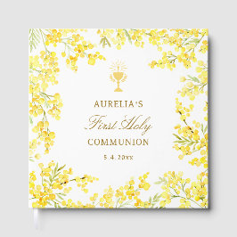 Watercolor Mimosa First Communion Guest Book Gästebuch