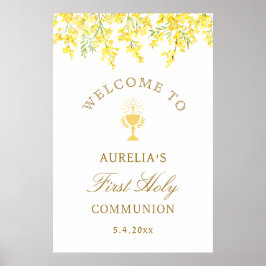 Watercolor Mimosa First Communion Welcome Poster