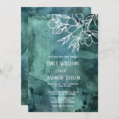 Watercolor minimalistische Magnolie Einladung (Vorne/Hinten)