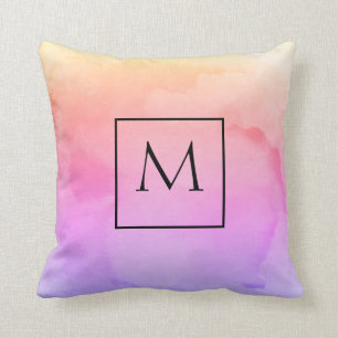 Watercolor-Minimalistisches Rechteck-Monogramm Kissen