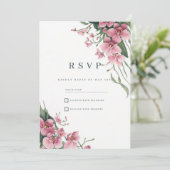 Watercolor mint pink orchid floral RSVP Einladung (Stehend Vorderseite)