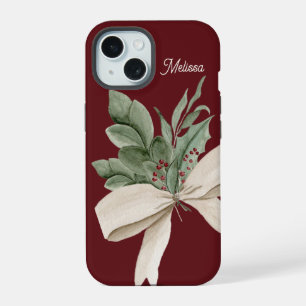 Watercolor-Mistelgrün Personalisiert iPhone 15 Hülle