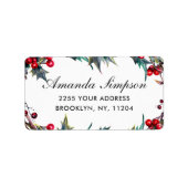 Watercolor Mistletoe Berry Branch Weihnachtsfeier Adressaufkleber (Vorne)