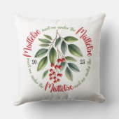 Watercolor Mistletoe Holly Berries Christmas Kissen (Rückseite)
