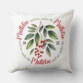 Watercolor Mistletoe Holly Berries Christmas Kissen (Vorderseite)
