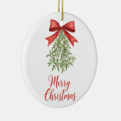 Watercolor Mistletoe Merry Christmas Keramik Ornament (Rechts)
