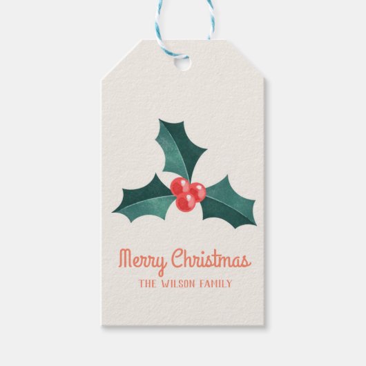 Watercolor mistletoe Weihnachtsgeschenke Geschenkanhänger (Vorderseite)