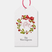 Watercolor Mistletoe Wreath with Bow Geschenkanhänger (Vorderseite)