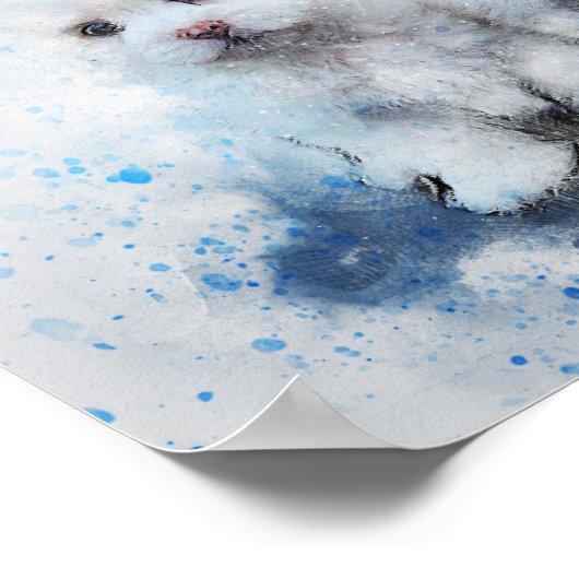 Watercolor Mix Media Kitten & Puppy Buddies Poster (Ecke)