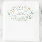 "Watercolor Mixed Floral Frame"-Adressetikett Ovaler Aufkleber (Tasche)