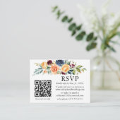 Watercolor Mixed Floral QR Wedding RSVP Begleitkarte (Stehend Vorderseite)