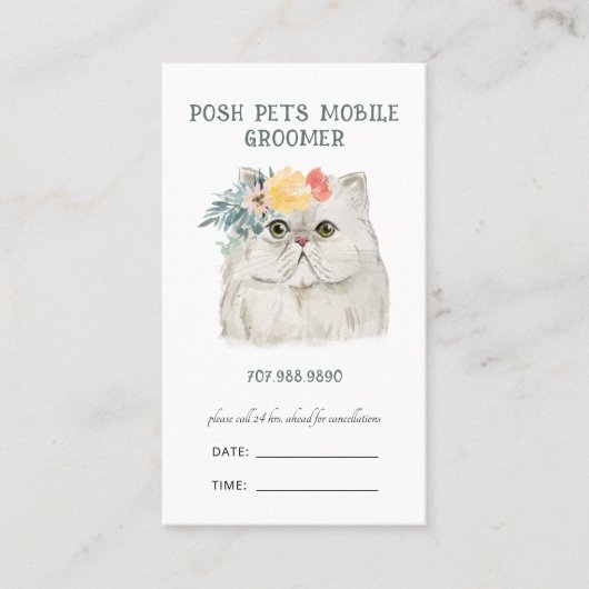 Watercolor Mobile Pet Groomer Terminkarte (Vorderseite)
