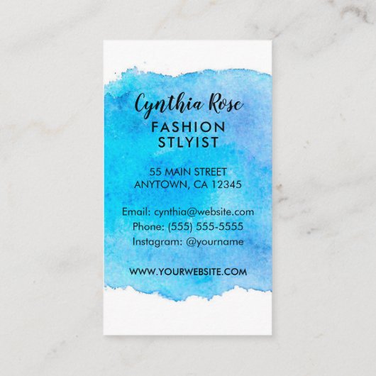 Watercolor-Mode-Stylist Visitenkarte (Rückseite)