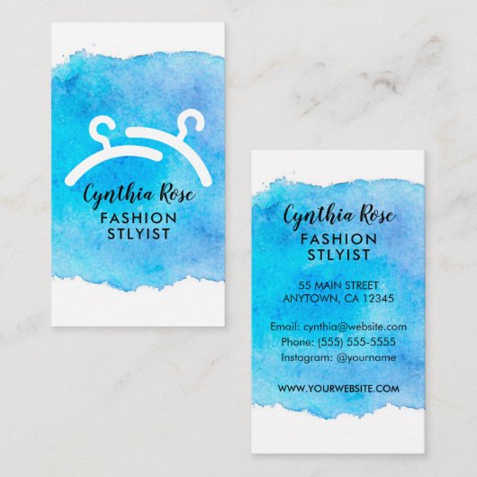 Watercolor-Mode-Stylist Visitenkarte (Vorne/Hinten)