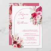 Watercolor Modern Boho Elegante Hochzeit mit Flora Einladung (Vorne/Hinten)