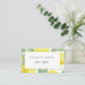 Watercolor Modern Lemon Business Card Visitenkarte (Stehend Vorderseite)