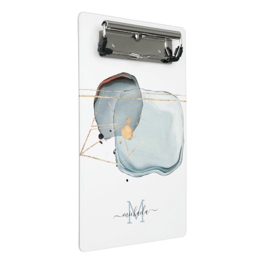 Watercolor Modern Monogram Mini Klemmbrett (Schrägansicht)