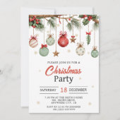 Watercolor Modern  Ornaments Christmas Party  Einladung (Vorderseite)