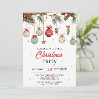 Watercolor Modern Ornaments Christmas Party Einladung