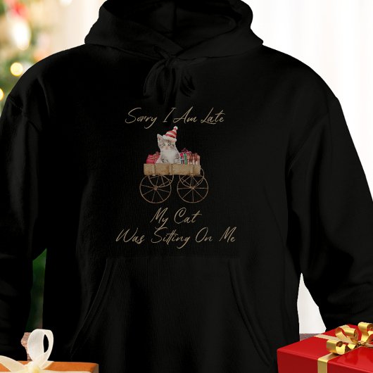 Watercolor Modern Script Red Cat Weihnachten Hoodie