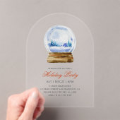 Watercolor Modern Snow Globe Holiday Party Acryleinladungen (Insitu (Handheld))