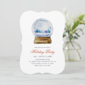 Watercolor Modern Snow Globe Holiday Party Einladung (Stehend Vorderseite)