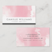 WATERCOLOR moderne hübsche delikate Rosa grau Visitenkarte (Vorne/Hinten)
