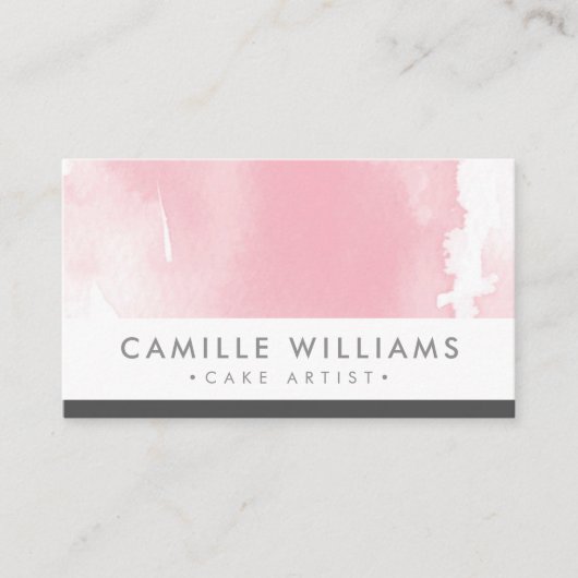 WATERCOLOR moderne hübsche delikate Rosa grau Visitenkarte (Vorderseite)