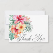 Watercolor Moderne Palmen & Beach Szene Hochzeit Dankeskarte (Vorderseite)