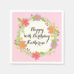 Watercolor-moderner Blumengeburtstags-Party-Dekor Serviette