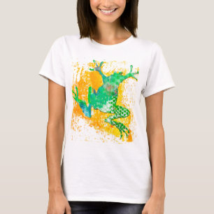 Watercolor-moderner niedlicher grüner Frosch T-Shirt