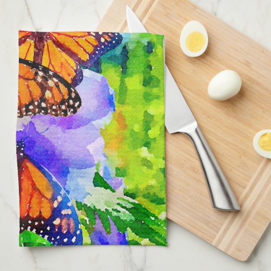 Watercolor Monarch Butterfly Migration Geschirrtuch (Viertel Falte)