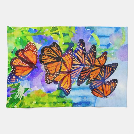 Watercolor Monarch Butterfly Migration Geschirrtuch (Horizontal)