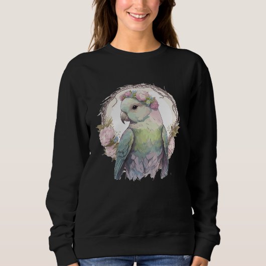 Watercolor Monk Flower Crown Parakeet Quaker Parro Sweatshirt (Vorderseite)