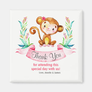 Watercolor Monkey Girl Vielen Dank Magnet