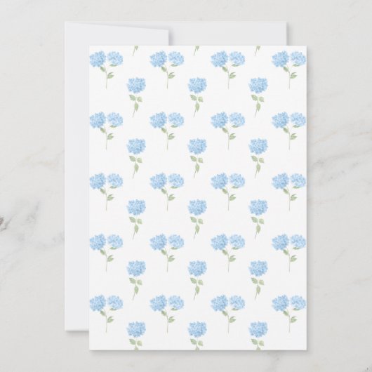 Watercolor Monogram Blue Hydrangea Wreath Wedding Einladung (Rückseite)