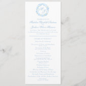 Watercolor Monogram Blue Hydrangea Wreath Wedding Programm (Vorderseite)
