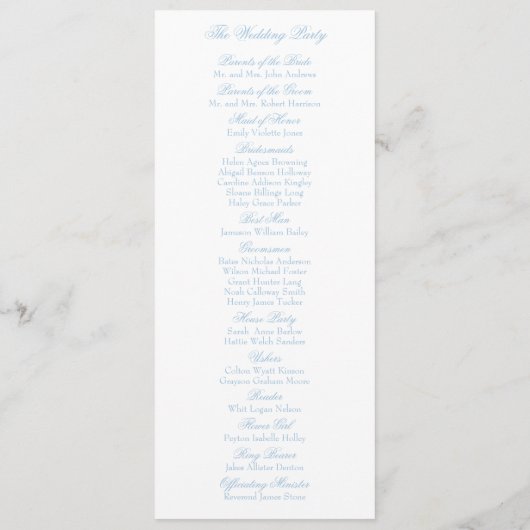 Watercolor Monogram Blue Hydrangea Wreath Wedding Programm (Rückseite)