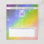 🌈 Watercolor Monogram CELEBRATE Rainbow Platzkarte (Außenseite Aufgefaltet)