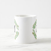 Watercolor Monogram Gold Green Blätter Wreath Kaffeetasse (Mittel)