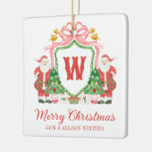 Watercolor Monogram Initial Santa Crest Keramikornament (Links)