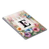 Watercolor monogram pastels flowers on white wood notizblock (Rechte Seite)