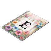 Watercolor monogram pastels flowers on white wood notizblock (Linke Seite)