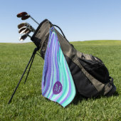 Watercolor-Monogramm-lila Türkis Stripes Farbe Golfhandtuch (Gras)