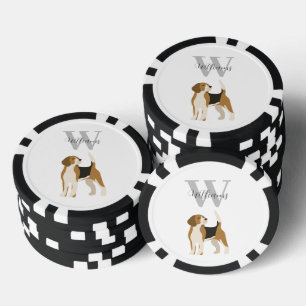 Watercolor-Monogramm-Name für Beagle-Hund Pokerchips