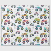 Watercolor Monster Car Trucks kids Geschenkpapier (Flach)