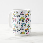 Watercolor Monster Car Trucks kids Kaffeetasse (Vorderseite Links)