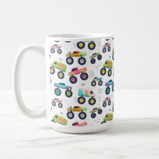 Watercolor Monster Car Trucks kids Kaffeetasse (Links)